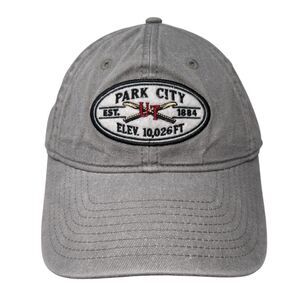 Park City Est 1884 Elev. 10,026Ft Slideback Hat Gray OS Adjustable 6 Panel Gear